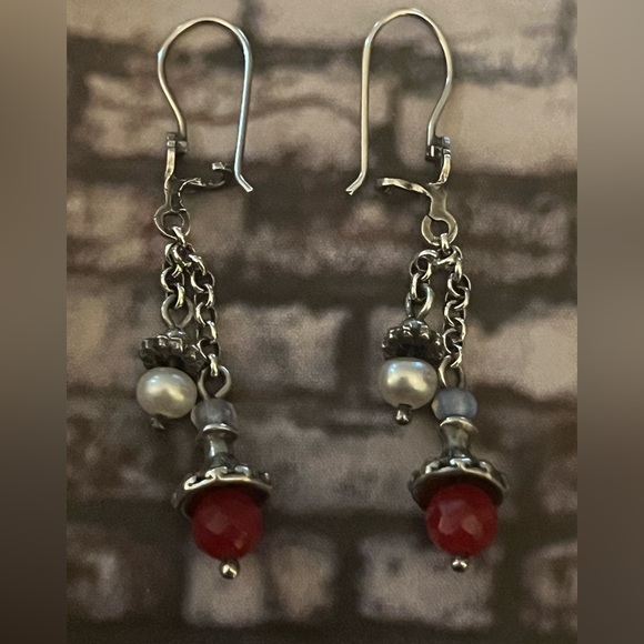 Silpada Sterling Silver and Ruby New Jade 
Earrings - Picture 6 of 6